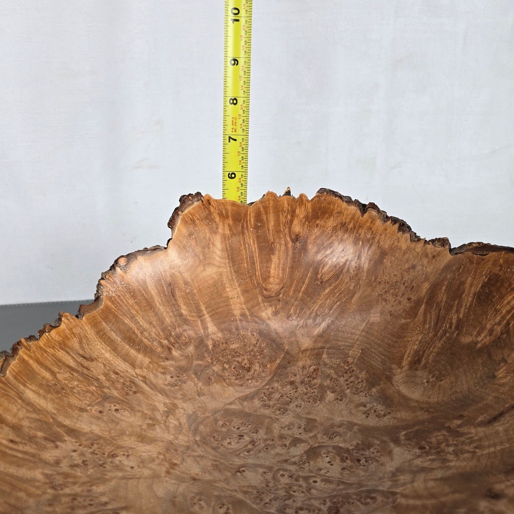 Hand Turned Maple Burl Wood Live Edge Decorative Bowl Signed Artisan Centerpiece - Picture 6 of 11